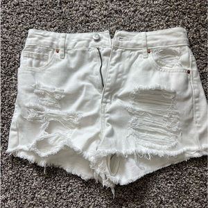 Pacsun White Ripped Jean Shorts